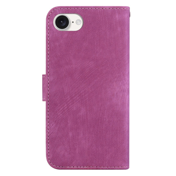 For iPhone 16e Little Tiger Embossed Leather Phone Case(Rose Red)