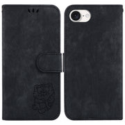 For iPhone 16e Little Tiger Embossed Leather Phone Case(Black)