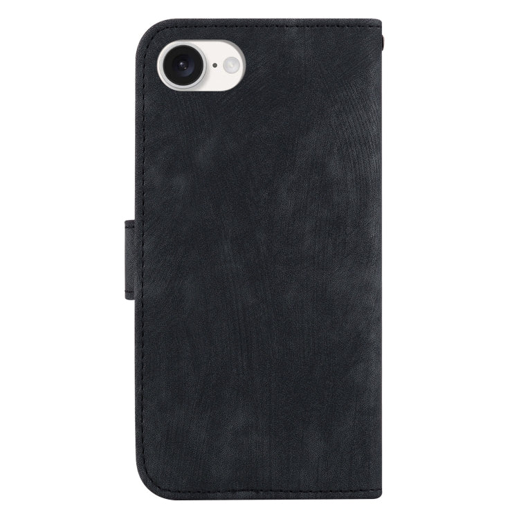 For iPhone 16e Little Tiger Embossed Leather Phone Case(Black)