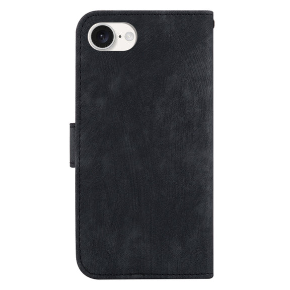 For iPhone 16e Little Tiger Embossed Leather Phone Case(Black)