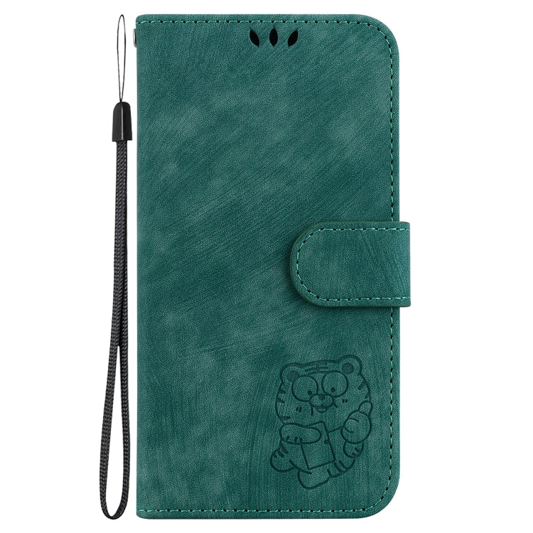 For iPhone 16 Pro Max Little Tiger Embossed Leather Phone Case(Green)