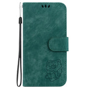 For iPhone 16 Pro Max Little Tiger Embossed Leather Phone Case(Green)