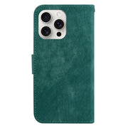 For iPhone 16 Pro Max Little Tiger Embossed Leather Phone Case(Green)