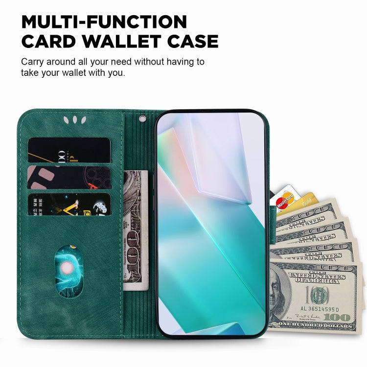 For iPhone 16 Pro Max Little Tiger Embossed Leather Phone Case(Green)