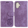 For iPhone 16 Plus Little Tiger Embossed Leather Phone Case(Purple) - free shipping - PMC TechLife - Order now!
