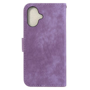 For iPhone 16 Plus Little Tiger Embossed Leather Phone Case(Purple)
