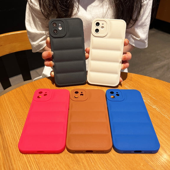 For iPhone 11 Eiderdown Airbag Frosted TPU Phone Case(Brown)