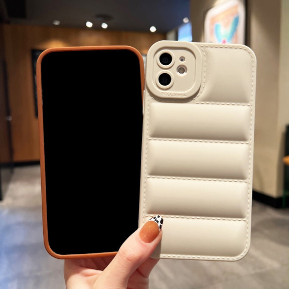 For iPhone 11 Eiderdown Airbag Frosted TPU Phone Case(Brown)