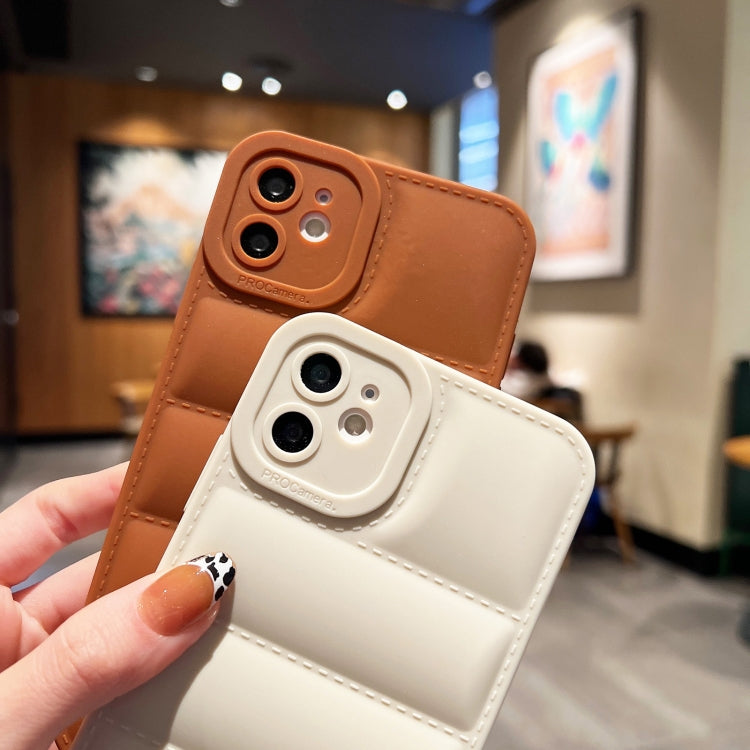 For iPhone 11 Eiderdown Airbag Frosted TPU Phone Case(Brown)
