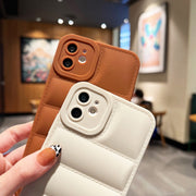 For iPhone 11 Eiderdown Airbag Frosted TPU Phone Case(Brown)