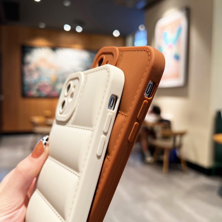 For iPhone 11 Eiderdown Airbag Frosted TPU Phone Case(Brown)