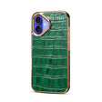 For iPhone 16 Plus Denior Crocodile Texture Genuine Leather Electroplating Phone Case(Green) - free shipping - PMC TechLife - Order now!