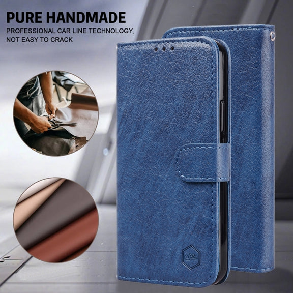 For Google Pixel 9 Skin Feeling Oil Leather Texture PU + TPU Phone Case(Dark Blue)