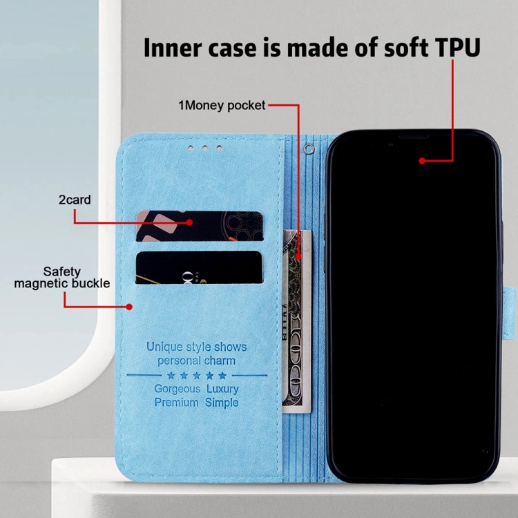 For Google Pixel 9 Skin Feeling Oil Leather Texture PU + TPU Phone Case(Light Blue)