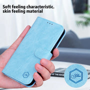 For Google Pixel 9 Skin Feeling Oil Leather Texture PU + TPU Phone Case(Light Blue)