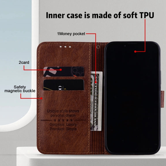 For Google Pixel 9 Pro Skin Feeling Oil Leather Texture PU + TPU Phone Case(Brown)