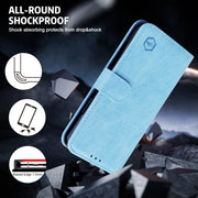 For Google Pixel 9 Pro Skin Feeling Oil Leather Texture PU + TPU Phone Case(Light Blue)