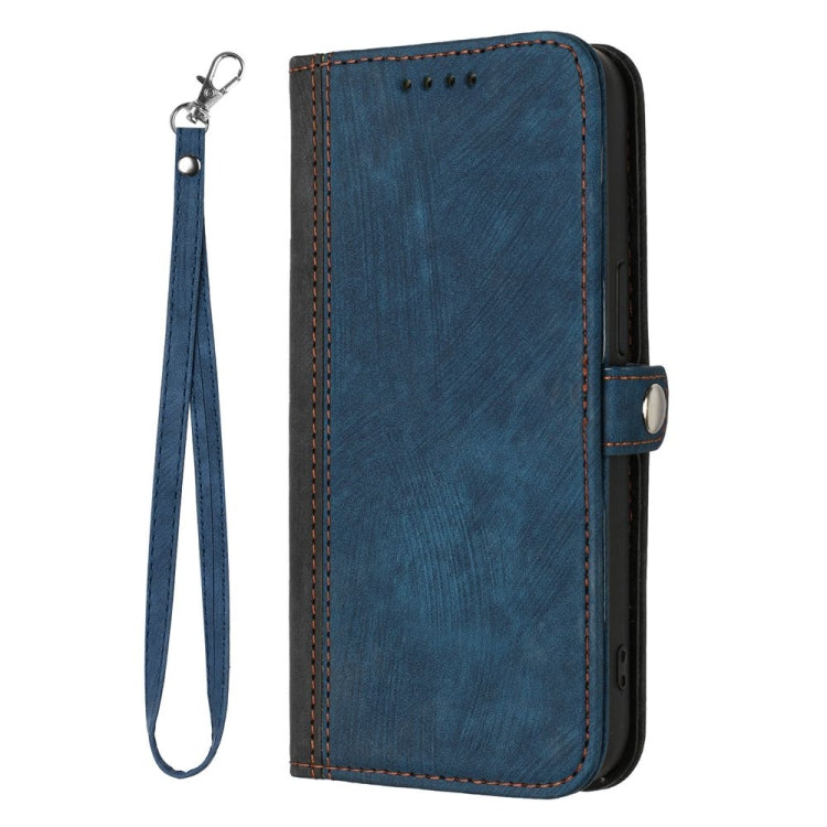 For iPhone 16 Pro Max Side Buckle Double Fold Hand Strap Leather Phone Case(Royal)