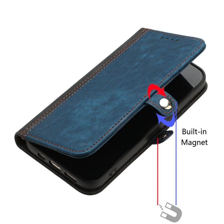For iPhone 16 Pro Side Buckle Double Fold Hand Strap Leather Phone Case(Royal)