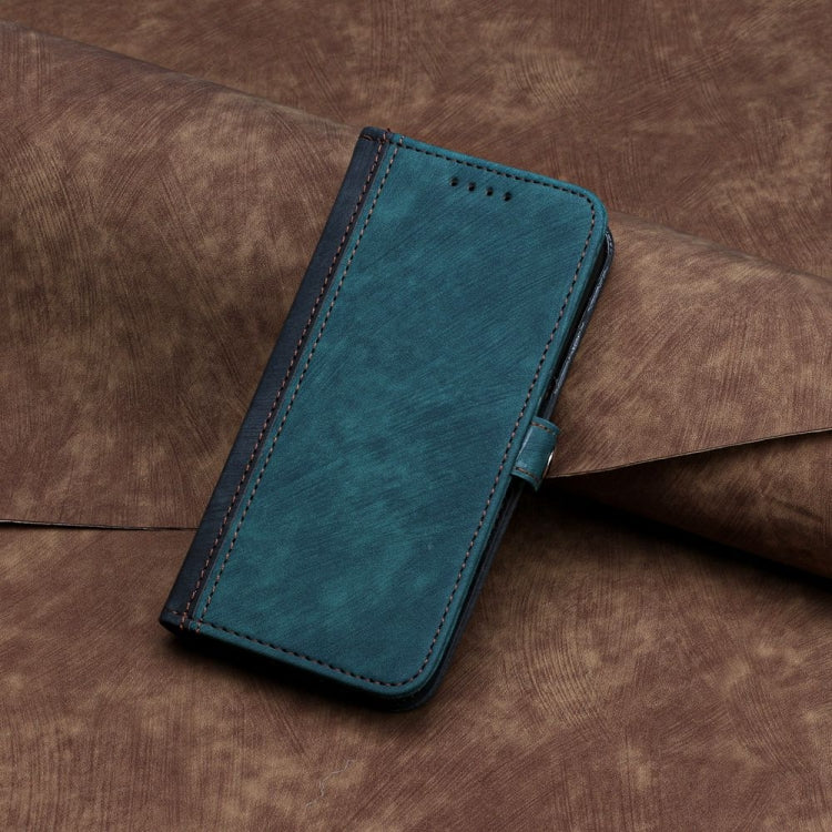 For iPhone 16 Plus Side Buckle Double Fold Hand Strap Leather Phone Case(Dark Green)