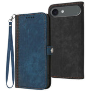 For iPhone 17 Air Side Buckle Double Fold Hand Strap Leather Phone Case(Royal)
