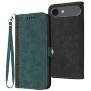For iPhone 17 Air Side Buckle Double Fold Hand Strap Leather Phone Case(Dark Green)