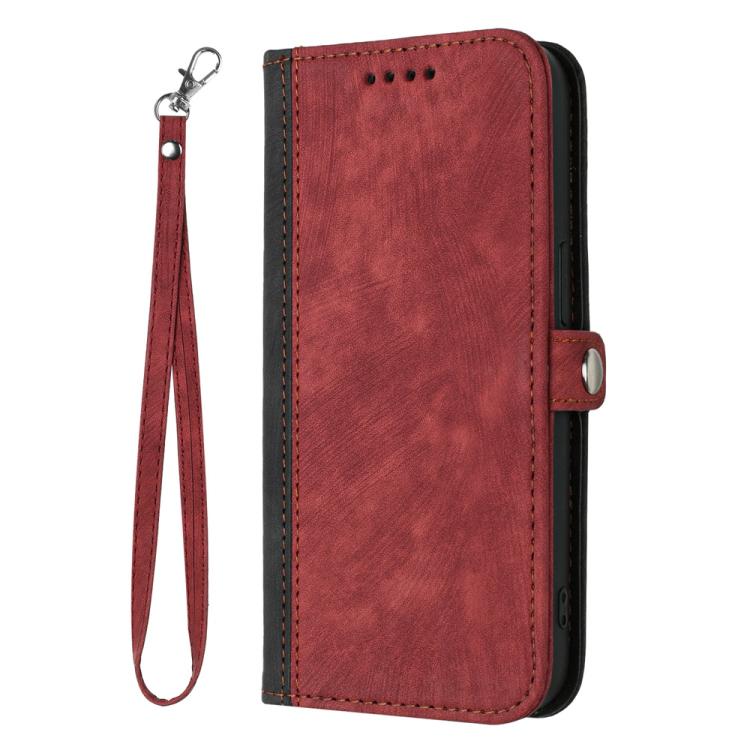 For iPhone 17 Side Buckle Double Fold Hand Strap Leather Phone Case(Red)