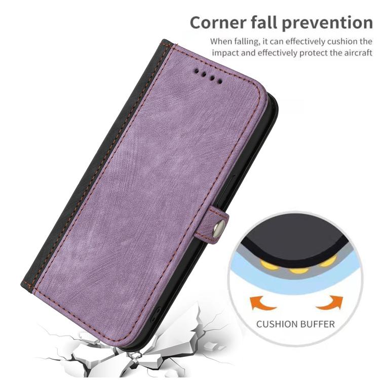 For iPhone 17 Side Buckle Double Fold Hand Strap Leather Phone Case(Purple)