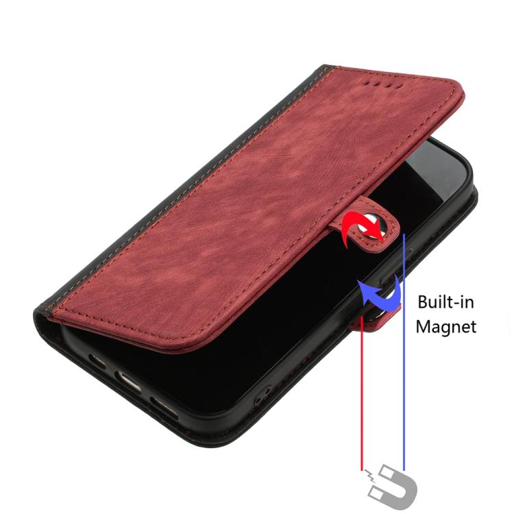 For iPhone 17 Pro Max Side Buckle Double Fold Hand Strap Leather Phone Case(Red)