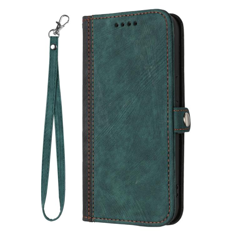 For iPhone 17 Pro Max Side Buckle Double Fold Hand Strap Leather Phone Case(Dark Green)