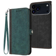 For iPhone 17 Pro Max Side Buckle Double Fold Hand Strap Leather Phone Case(Dark Green)