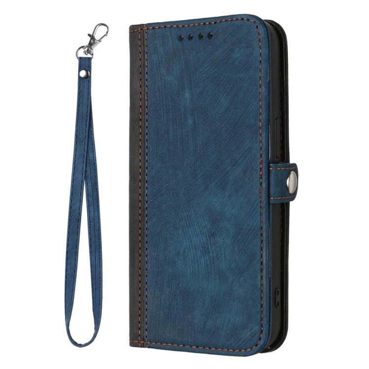 For iPhone 17 Pro Side Buckle Double Fold Hand Strap Leather Phone Case(Royal)