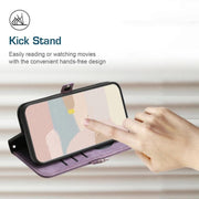 For iPhone 17 Pro Side Buckle Double Fold Hand Strap Leather Phone Case(Purple)