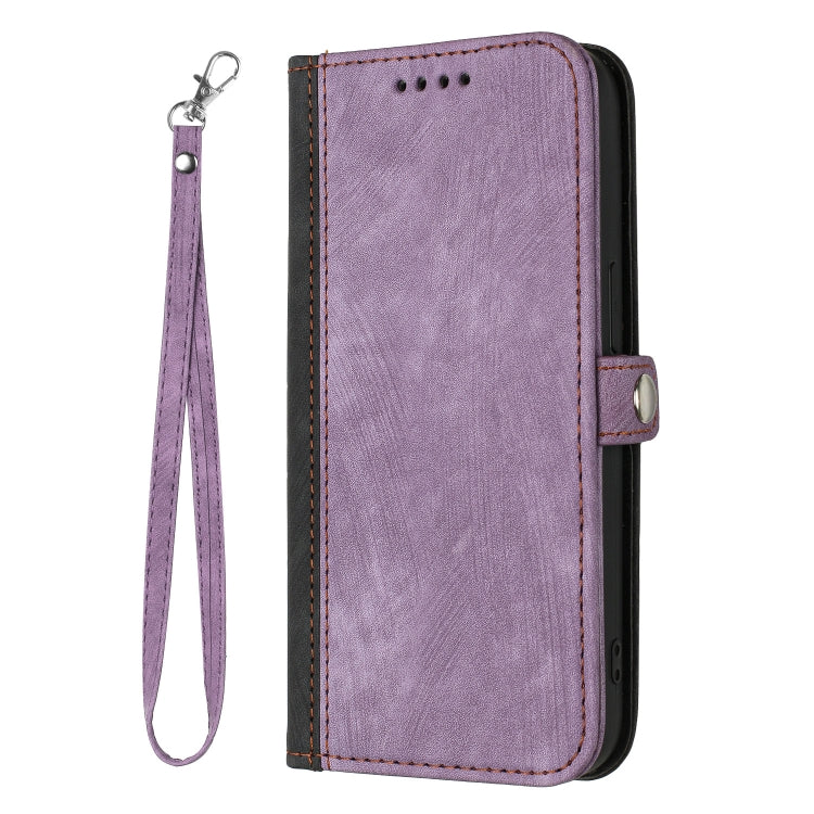 For Huawei Pura 70 Side Buckle Double Fold Hand Strap Leather Phone Case(Purple)