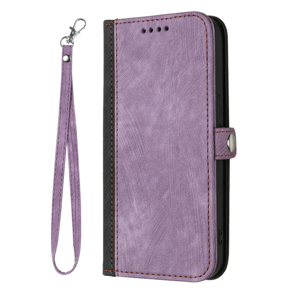 For Huawei Pura 70 Side Buckle Double Fold Hand Strap Leather Phone Case(Purple)