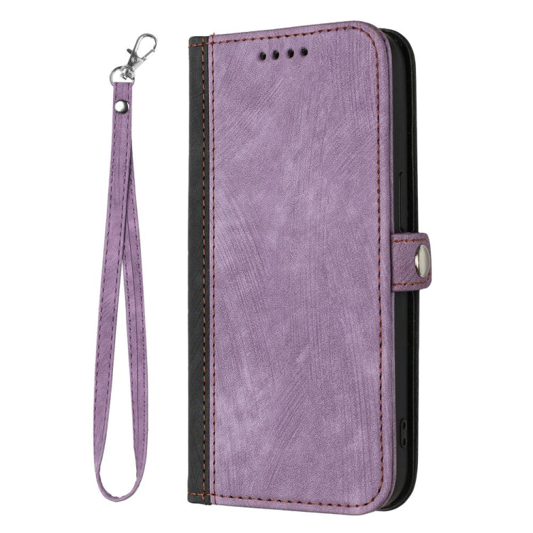 For Motorola Edge 5G 2024 Side Buckle Double Fold Hand Strap Leather Phone Case(Purple)