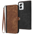 For Motorola Moto G Power 5G 2024 Side Buckle Double Fold Hand Strap Leather Phone Case(Brown) - Motorola Cases by PMC Jewellery | Online Shopping South Africa | PMC Jewellery | Buy Now Pay Later Mobicred