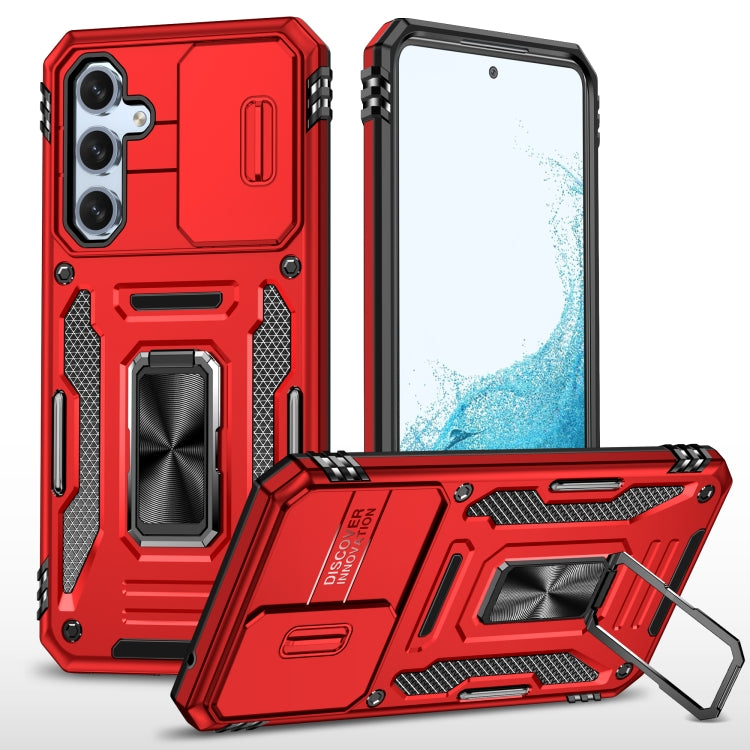 For Samsung Galaxy A54 Armor PC + TPU Camera Shield Phone Case(Red)