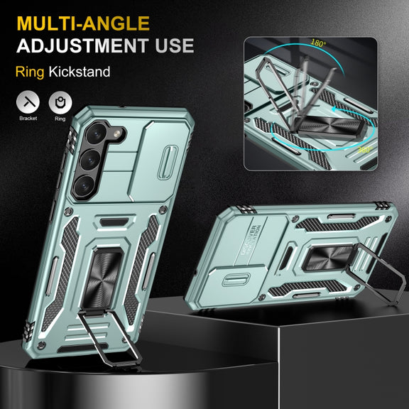 For Samsung Galaxy S24 5G Armor PC + TPU Camera Shield Phone Case(Alpine Green)