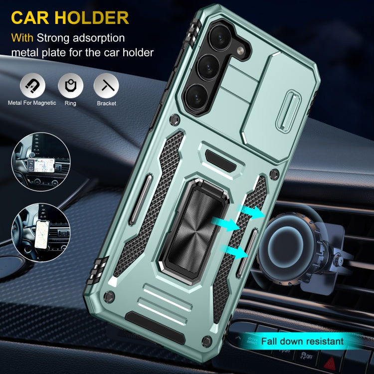 For Samsung Galaxy S24 5G Armor PC + TPU Camera Shield Phone Case(Alpine Green)
