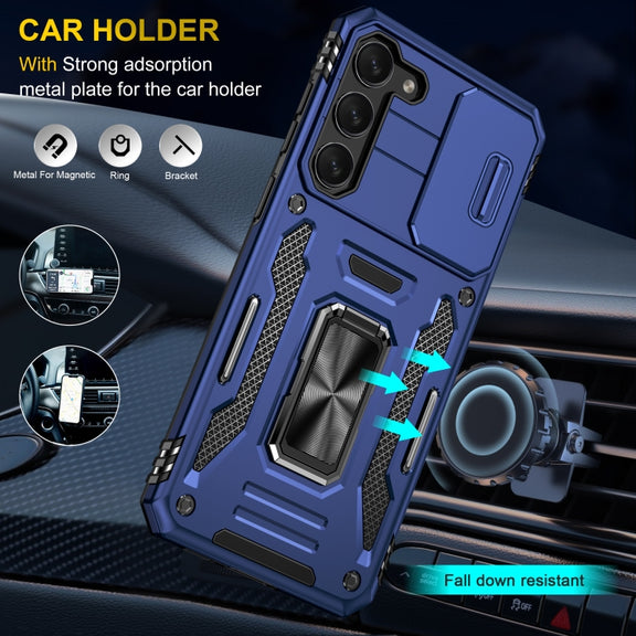 For Samsung Galaxy S24 5G Armor PC + TPU Camera Shield Phone Case(Navy Blue)