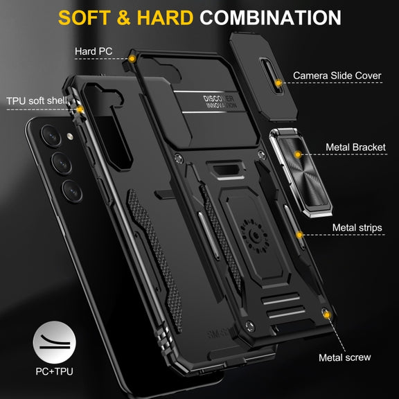 For Samsung Galaxy S24 5G Armor PC + TPU Camera Shield Phone Case(Black)