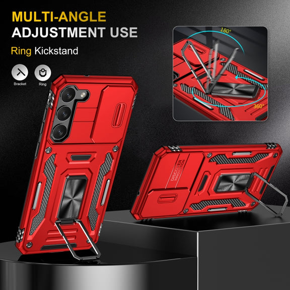 For Samsung Galaxy S24 5G Armor PC + TPU Camera Shield Phone Case(Red)