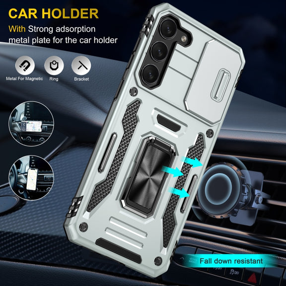 For Samsung Galaxy S24 5G Armor PC + TPU Camera Shield Phone Case(Grey)