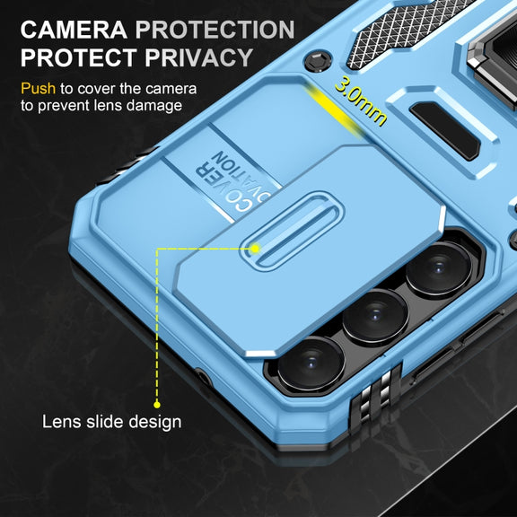 For Samsung Galaxy S24 5G Armor PC + TPU Camera Shield Phone Case(Light Blue)