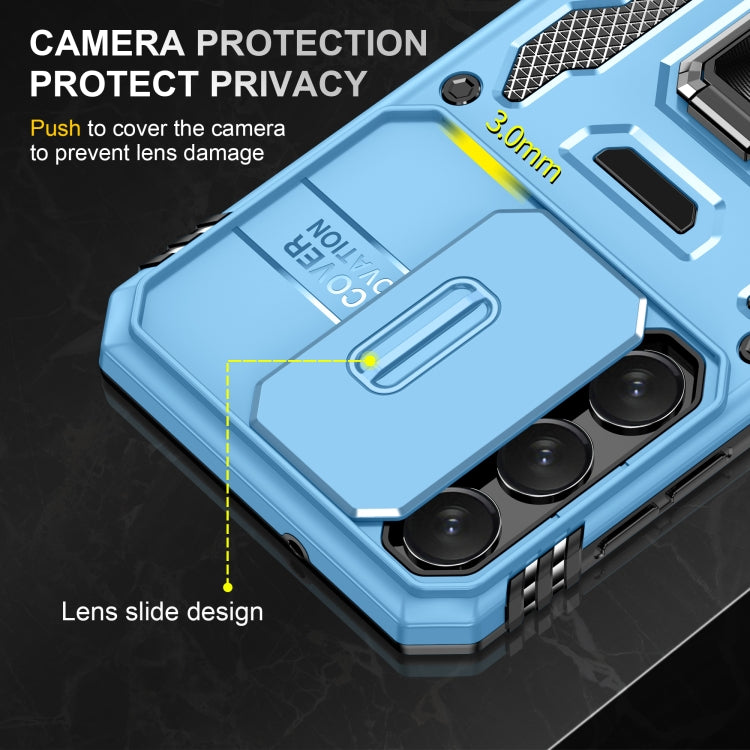 For Samsung Galaxy S24 5G Armor PC + TPU Camera Shield Phone Case(Light Blue)