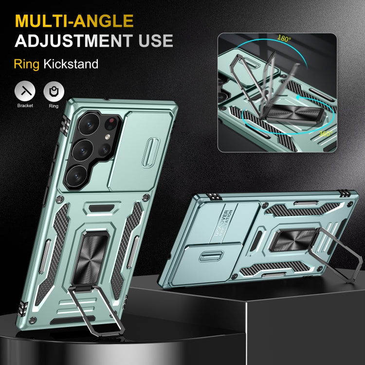 For Samsung Galaxy S24 Ultra 5G Armor PC + TPU Camera Shield Phone Case(Alpine Green)