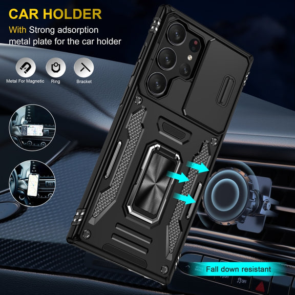 For Samsung Galaxy S24 Ultra 5G Armor PC + TPU Camera Shield Phone Case(Black)