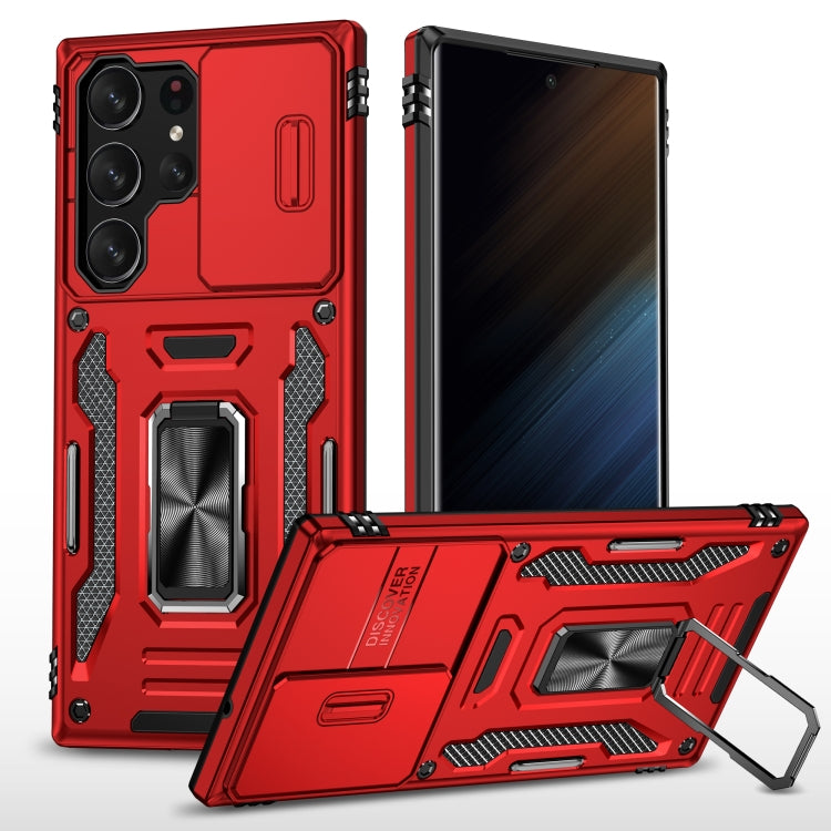 For Samsung Galaxy S24 Ultra 5G Armor PC + TPU Camera Shield Phone Case(Red)