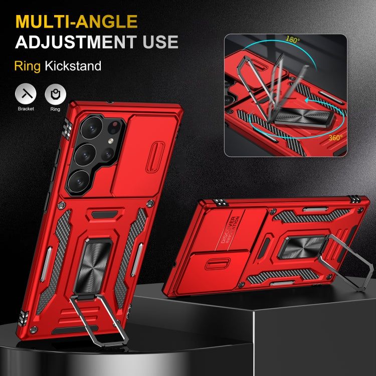For Samsung Galaxy S24 Ultra 5G Armor PC + TPU Camera Shield Phone Case(Red)